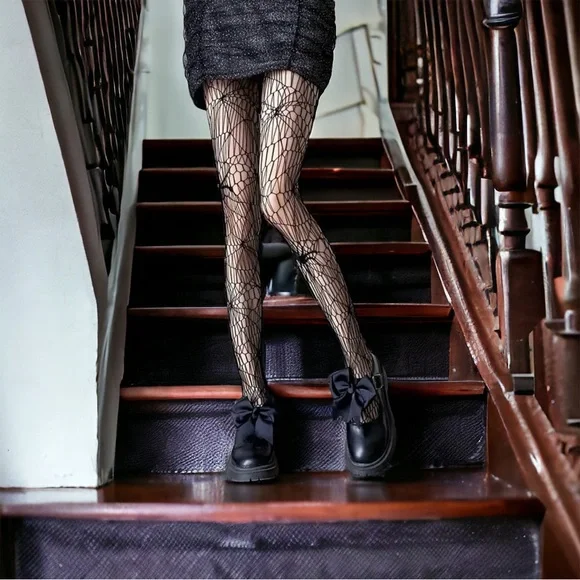 Gothic‎ Spider Jacquard Out Sheer Tights Hollow Out Women’s Pantyhose One Size