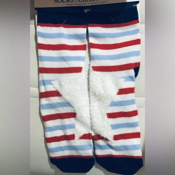 Pair of Red white & blue patriotic‎ Americana striped socks new - 1 pair