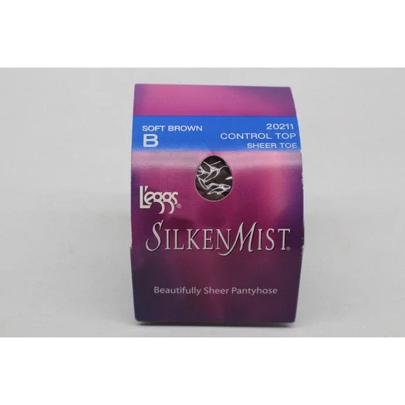 Leggs Silken Mist Control Top Sheer Toe Pantyhose Size B SOFT BROWN 20211
