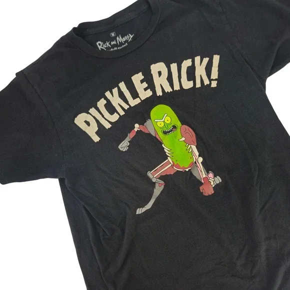 Rick and Morty Pickle Rick Black Graphic T-Shirt Adult‎ Swim Ripple Junction M