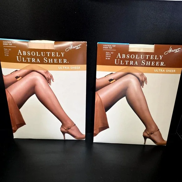 Hanes Absolutely Ultra Sheer Pantyhose Women Size B Bisque Natural 2 Pairs 707