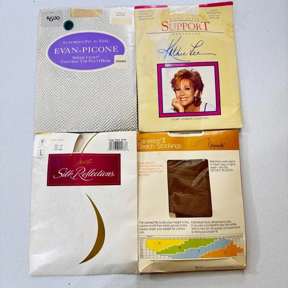 VTG 4*Evan Picone Sheer Lycra Control Top Pantyhose mostly Sz M Discontinued‎