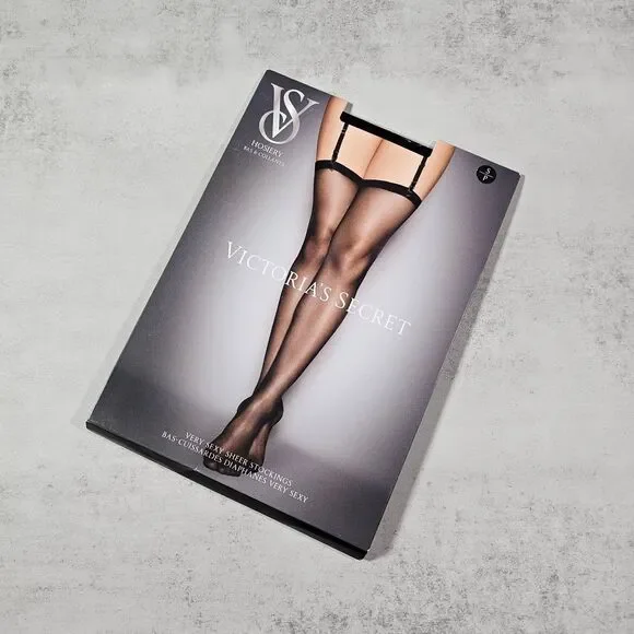 Victoria’s Secret VS Very Sexy Black Sheer Stockings Thin Top Band Size S
