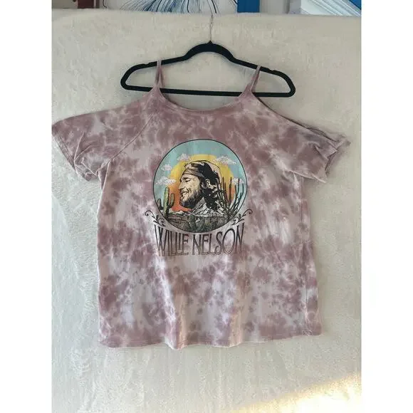 Willie Nelson Tie Dye Graphic T Shirt Zion Rootswear Large‎