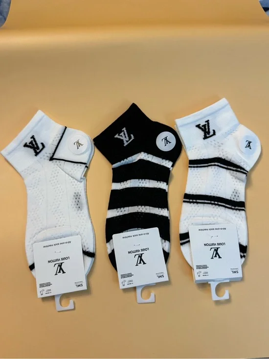 Designer Ankle Socks low cut Black & White Stripe socks 3 pairs New
