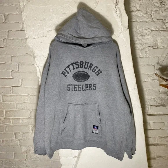Reebok On Field NFL Pittsburgh Steelers Hoodie Mens‎ 2XL Gray 2000s