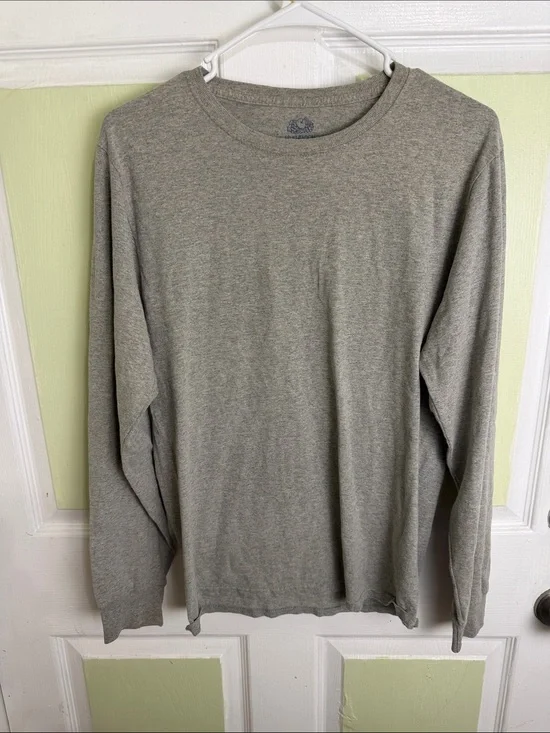 Fruit of the Loom Men's Long Sleeve Crewneck Shirt - Heather Gray
