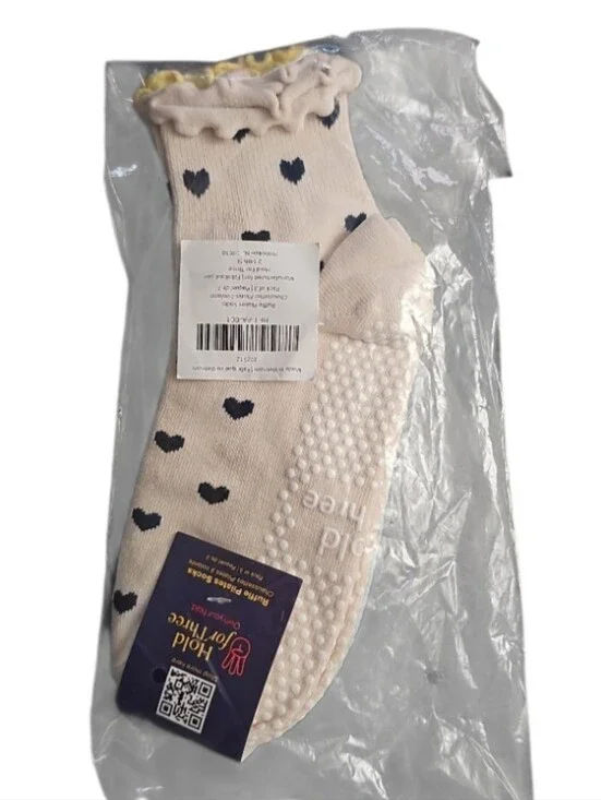 Hold For Three Pilates Grip Socks 3 Pack NWT Ruffle Barre Yoga Non Slip Crew