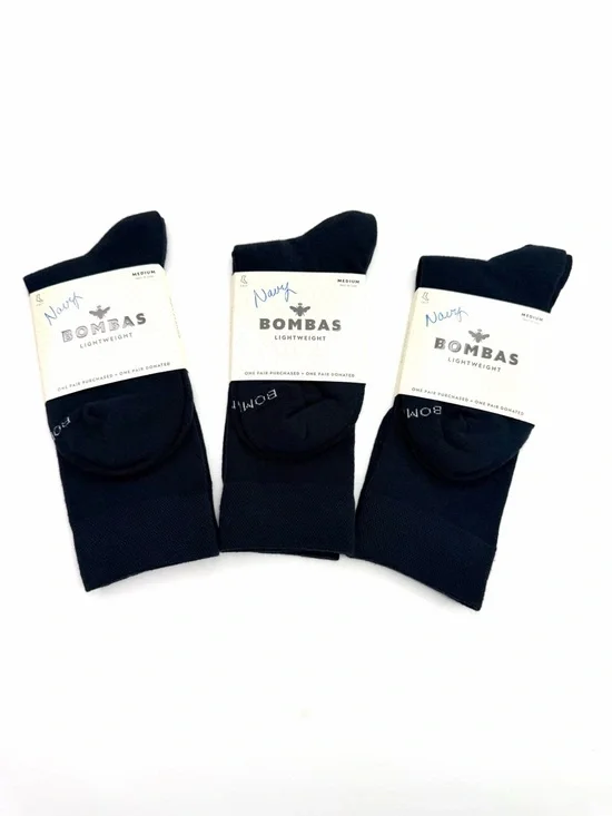 Bombas Navy Blue Lightweight Women’s Calf Dress Crew Socks Set of 3 Pairs NWT
