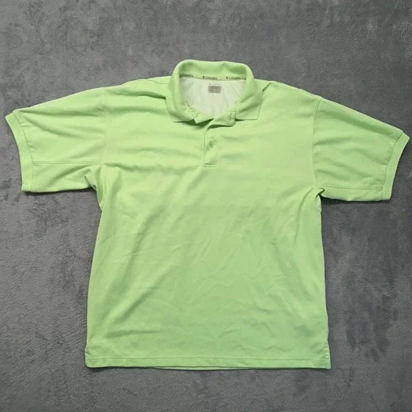 Columbia PFG Mens Polo Shirt Large‎ Lime Green Short Sleeve Fishing Ventilated L