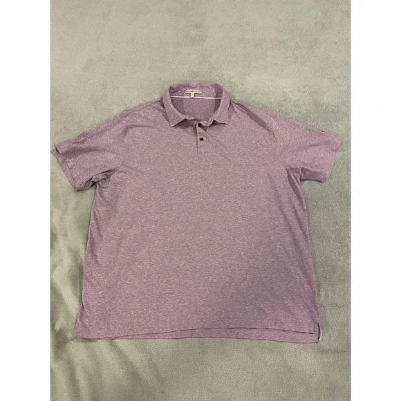 Mens Peter Millar Short Sleeve Golf‎ Polo Shirt Linen Blend Purple 2XL