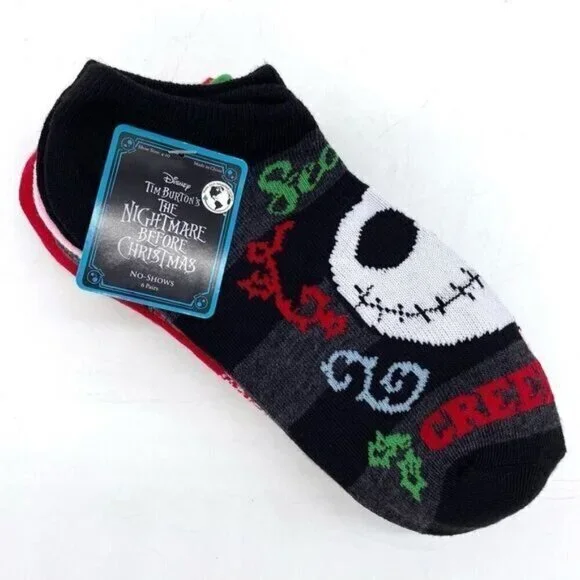 Disney Nightmare Before Christmas Women's No Show Socks 6 Pairs New