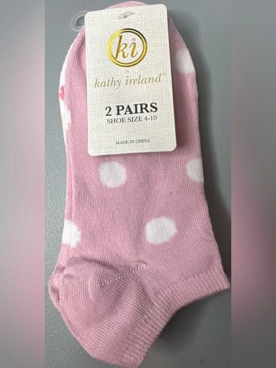 kathy ireland women’s Pink Polka Dot & unicorn Low-Cut Socks - 2 Pairs pastel
