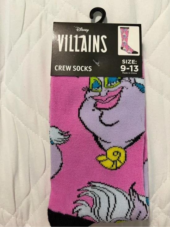 Disney Villains Ursula Pink Lavender Crew Socks