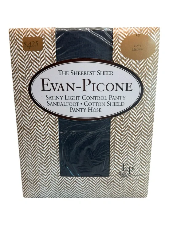 Vtg Evan-Picone The Sheerest Sheer Light Control Panty Pantyhose Navy Medium