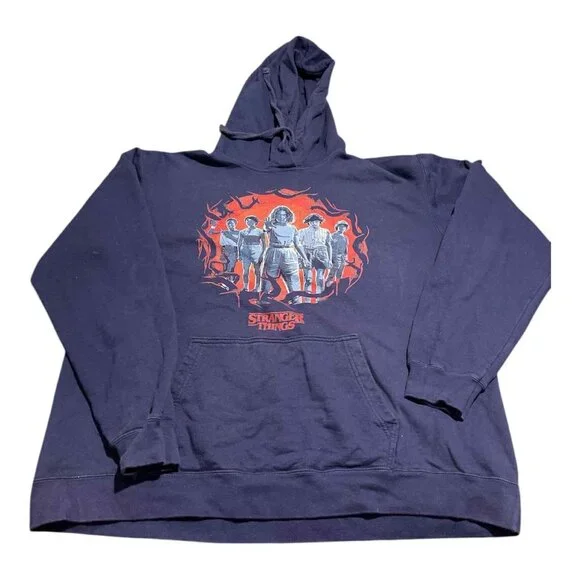 Stranger Things Hoodie Men XL Navy Blue Netflix‎ Official Sweatshirt Retro 80s