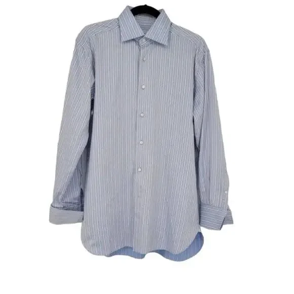 Eremenegildo Zegna Regular Fit Striped Button Down Dress Shirt Size 39/15.5