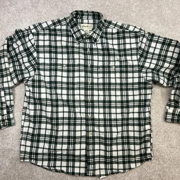 Vtg Eddie Bauer Men's Heavy Duty XL Flannel Long‎ Sleeve Button Up Thick Warm