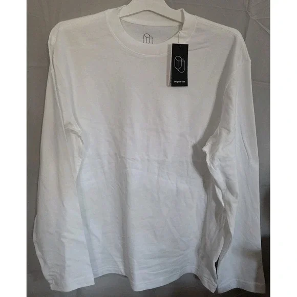 Mens M White Long Sleeve Shirt By Original Use -Heavy Weight - Relaxed Fit - NEW