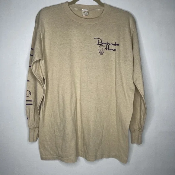 Vintage‎ Beach Beachcomber Homer Toucan Long Sleeve Tee T-Shirt L Large Retro