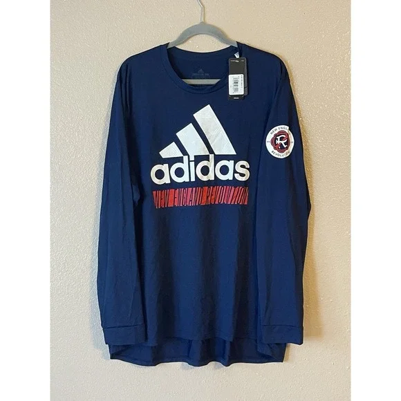 Men's 3XL NWT‎ New England Revolution Adidas Vintage Long Sleeve Shirt Navy