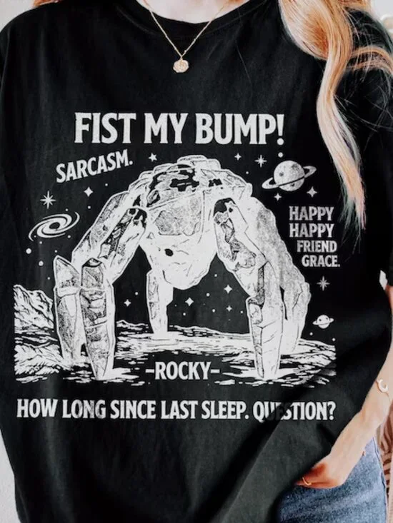 Project Hail Mary Rocky Alien Graphic Tee, Fist My Bump Funny Sci-Fi Space Shirt