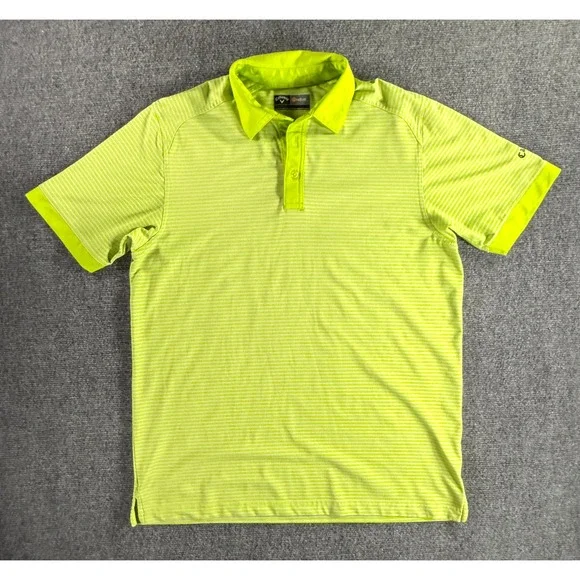 Callaway Opti-Dri Mens Golf‎ Polo Shirt Neon Lime Green Striped Size Medium