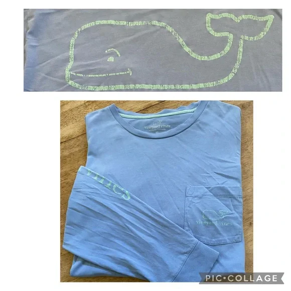 Vineyard Vines Men’s Size XL Light Blue 100% Cotton Long‎ Sleeve Graphic Shirt