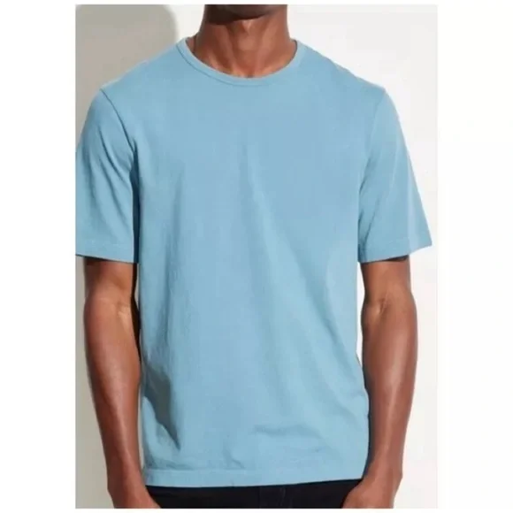 NEW VINCE Garment Dye Short-Sleeve Crewneck Tee in Washed Heritage Blue