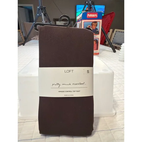 LOFT Opaque Control Top Tights Brown Size S NWT 764629 D374 Pantyhose