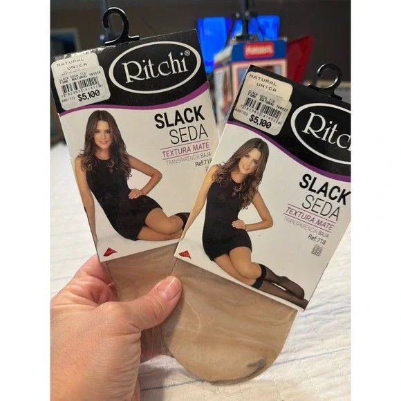 2pk Ritchi Slack Seda Matte Texture Hosiery Natural One Size Ref 718 Sheer 15D