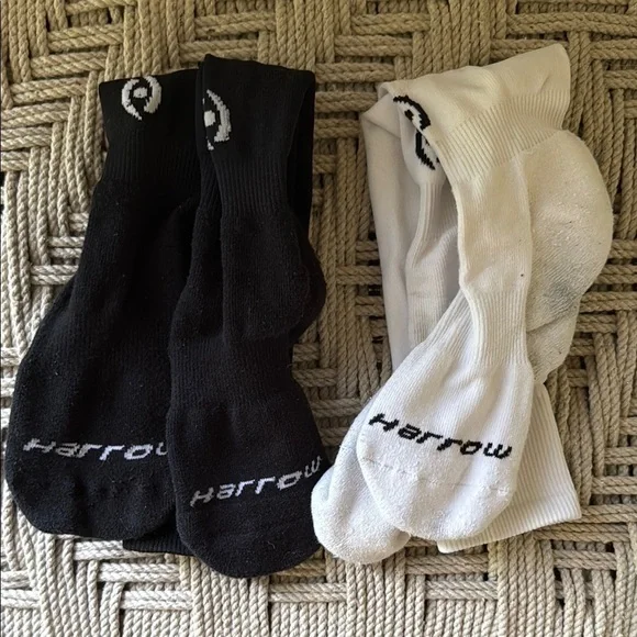 Harrow Women M Field Hockey Socks Black White Pairs Knee High
