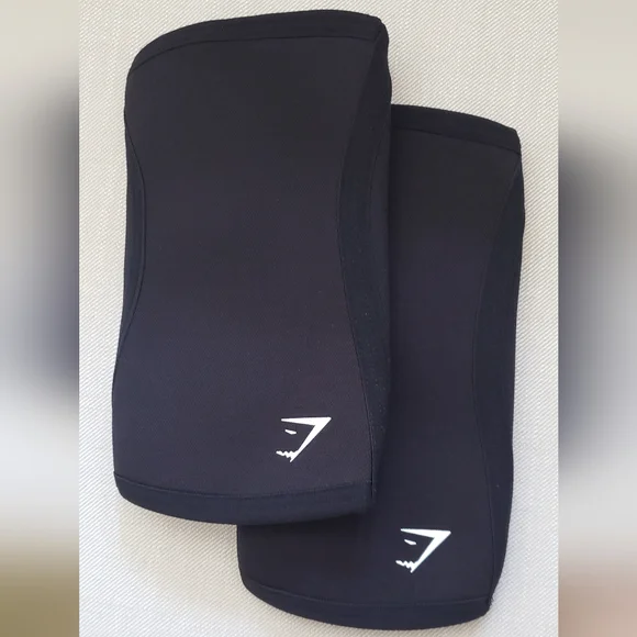 Gymshark Black Compression Knee/Elbow Sleeves with White Logo