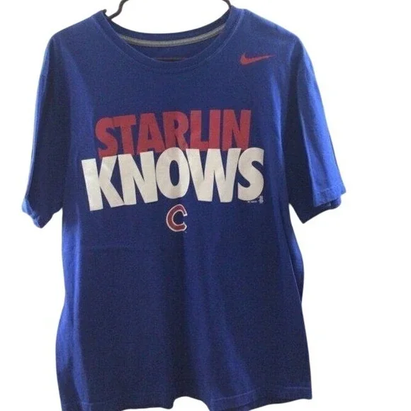 Nike Starlin Knows Chicago‎ Cubs T-Shirt Mens Size L Blue