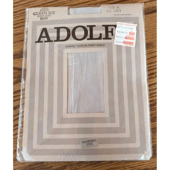 NEW Vintage Adolfo Queen Size 1x Ice Gray Pantyhose‎ Sheer