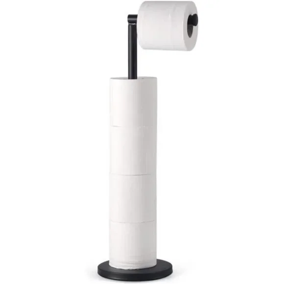 Free Standing Toilet Paper Holder Stand, Matte Black Stainless Steel