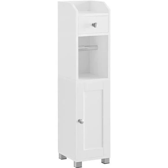 Small Bathroom Storage Cabinet, Toilet Paper Holder with Storage, White