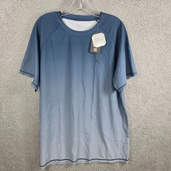 KPSUN Men's UPF 50+ Gradient Blue Sun Protection Shirt Size XL