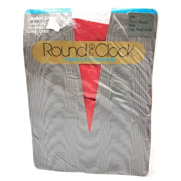 Round The Clock Control Top Pantyhose Ruby Stretch Sheer Size C (Model) Run-Resi