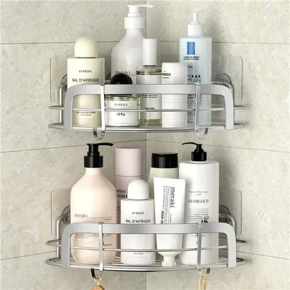 Shower Caddy Corner, Adhesive Wall Mounted Shower Caddy, 2 Pack