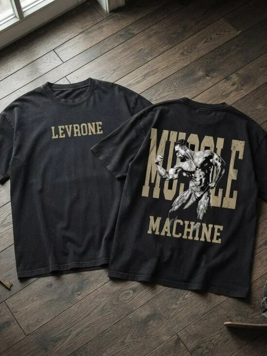 Levrone Muscle Machine Vintage Style Bodybuiding Black T-Shirt