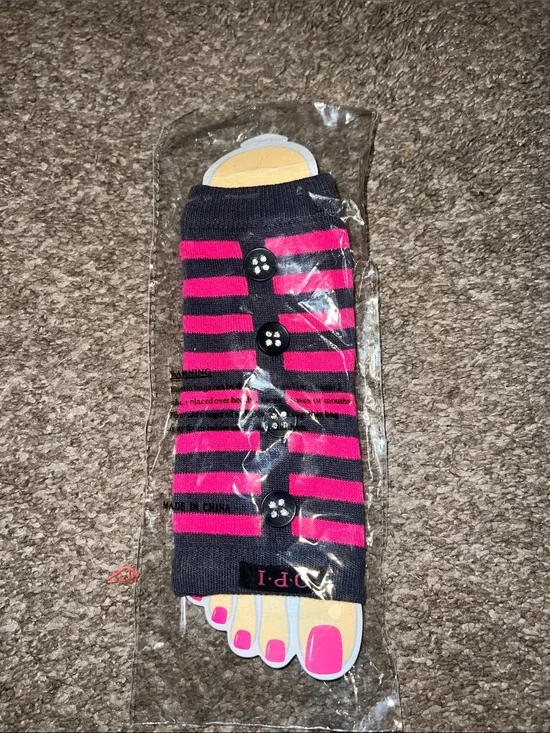 OPI Black and Hot Pink Striped Toe Socks