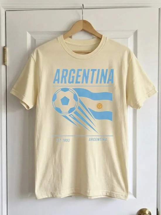 Vintage Argentina World Soccer 2026 T-Shirt off white Size L