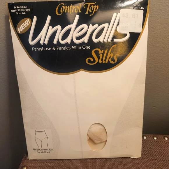 Underalls Silks Pantyhose And Panties In One Basic White Size AB Vintage NEW