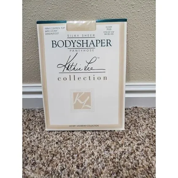 Kathie Lee Bodyshaper Pantyhose Ivory Plus Size Silky Sheer Control Top