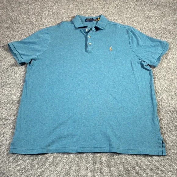 Polo Ralph‎ Lauren Classic Fit Short Sleeve Polo Shirt Mens XL Blue Flesh Pony