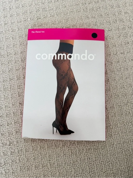 Commando Black Floral Net Sheer Tights black XL