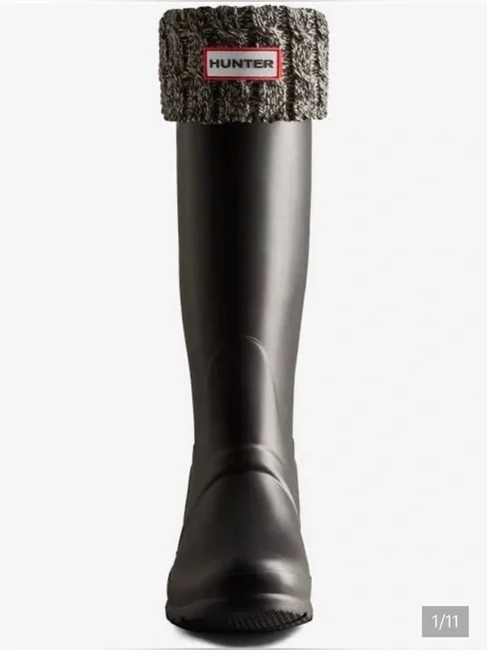 Hunter Charcoal Gray Cable Knit Cuff Boot Socks