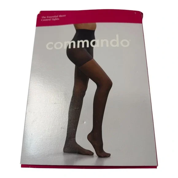 Commando Essential Sheer Control Tights Womens Small Black HCK10T01 Smoothing