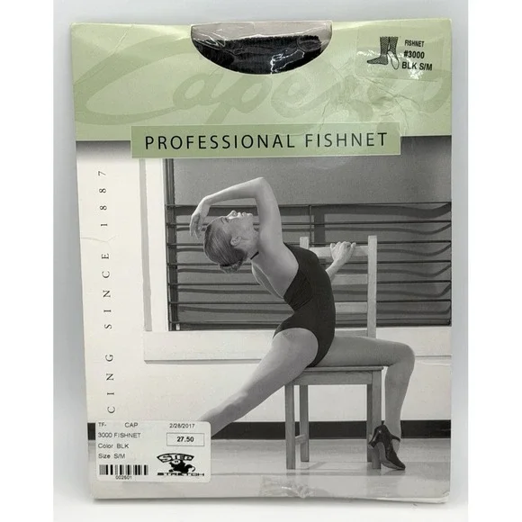 Capezio Professional Fishnet Tights Black Size S/M #3000 New Package Damage